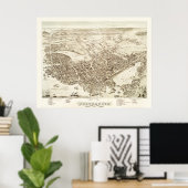 1877年ポスターのニューハンプシャー州ポートマスの地図 ポスター (ホームオフィス)
