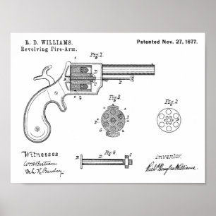 1877銃拳銃の特許芸術スケッチプリント ポスター