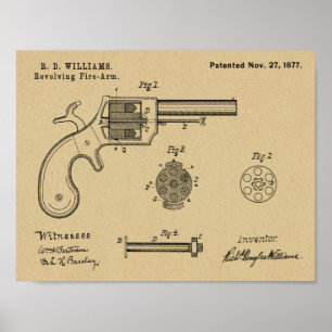 1877銃拳銃の特許芸術スケッチプリント ポスター
