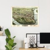 1877 Holyoke, MA鳥瞰図パノラママップ ポスター (ホームオフィス)