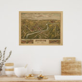 1877 Nougatuck CT鳥瞰図パノラママップ ポスター (キッチン)