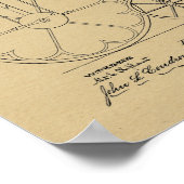 1878ヴィンテージハイホイーラー自転車特許プリント ポスター (角)