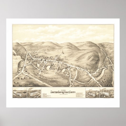 1878年からの南コベントリーのヴィンテージ地図 ポスター (正面)