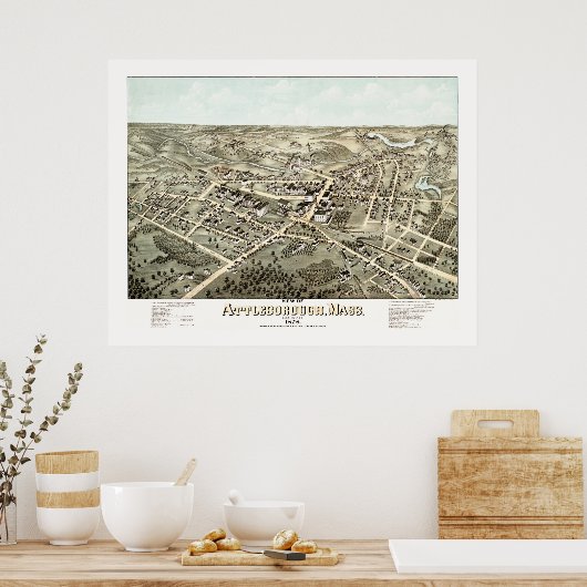 1878年からマサチューセッツ州アットレボロの地図 ポスター (キッチン)