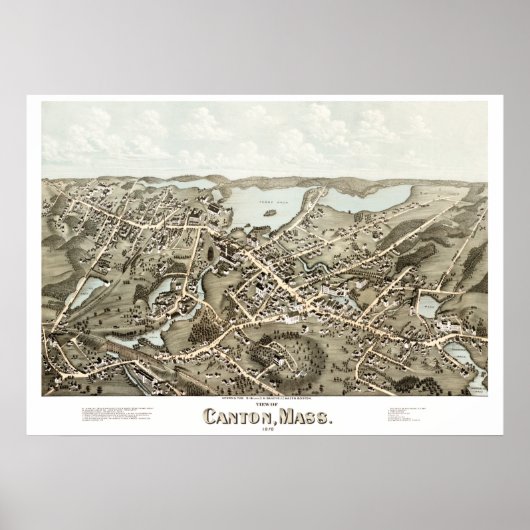 1878年にマサチューセッツ州カントンの古い地図 ポスター (正面)