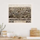 1878年よりコネチカット州サウスントンのヴィンテージの地図 ポスター (キッチン)