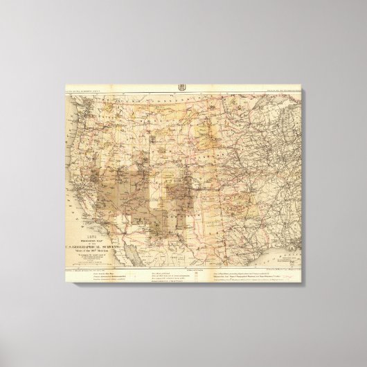 1878年米国地勢調査の進捗地図 キャンバスプリント (正面)