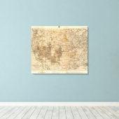 1878年米国地勢調査の進捗地図 キャンバスプリント (インサイチュ (ウッドフロア))