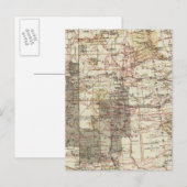 1878年米国地勢調査の進捗地図 ポストカード (正面/裏面)