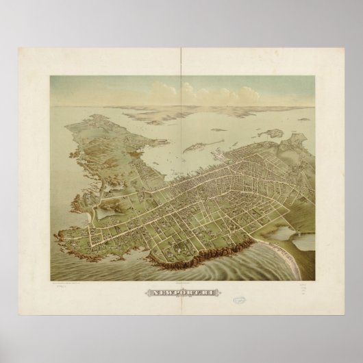 1878 Newport, RI Bird's-eye viewパノラママップ ポスター (正面)