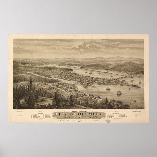 1879オリンピアWA鳥瞰図パノラママップ ポスター (正面)