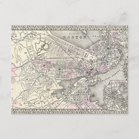 1879ボストン地図はがき ポストカード (正面)