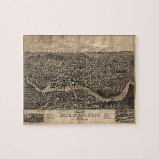 1879年にウォータータウンマサチューセッツの眺め ジグソーパズル (横)