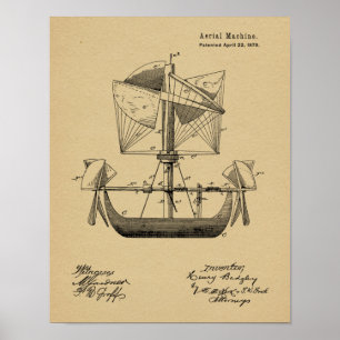 1879飛行船飛行機特許スケッチプリント ポスター