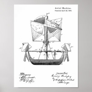 1879飛行船飛行機特許スケッチプリント ポスター