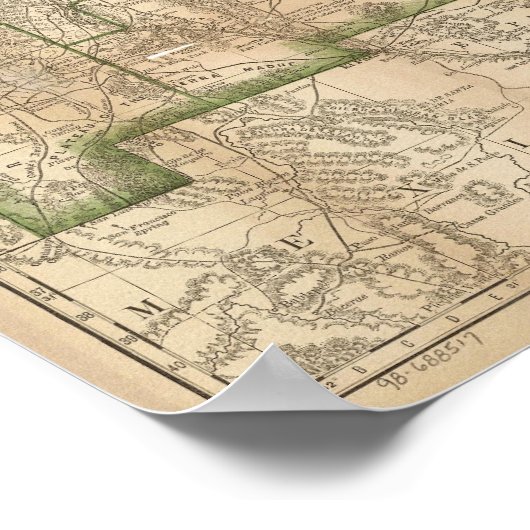 1879 Antique Rail Map of New Mexico ポスター (角)