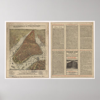 1879 New York, NY Bird's-eye viewパノラママップ ポスター