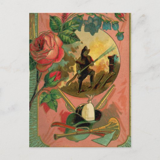 1880の消防士のアートワーク2火災 ポストカード (正面)