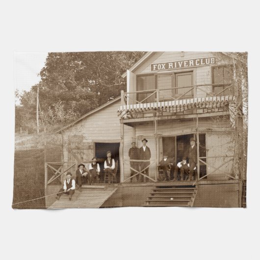 1880ズメンズクラブキツネリバークラブ魚釣りエルジン キッチンタオル (横)