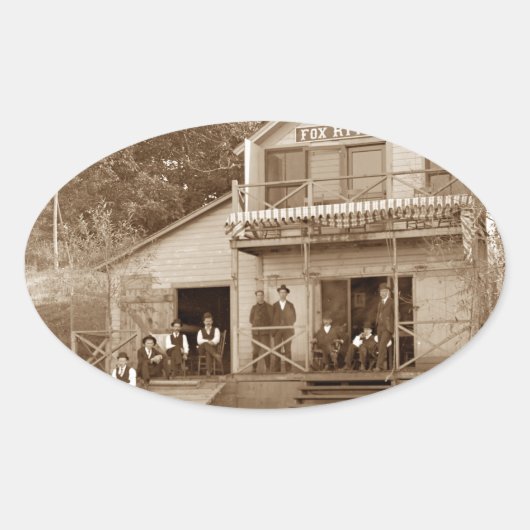 1880ズメンズクラブキツネリバークラブ魚釣りエルジン 楕円形シール (正面)