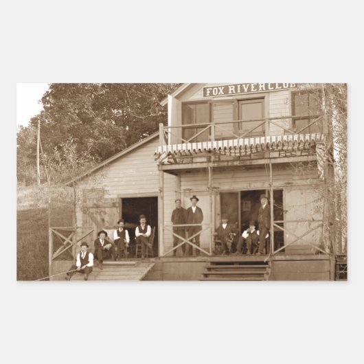 1880ズメンズクラブキツネリバークラブ魚釣りエルジン 長方形シール (正面)