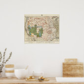 1880年の米国地勢調査の進捗地図 ポスター (キッチン)