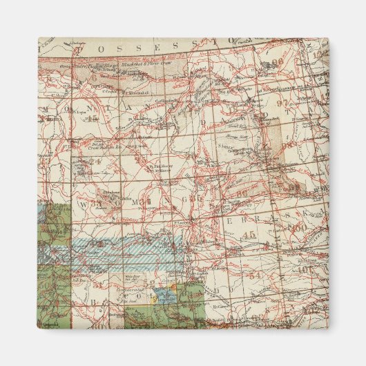 1880年の米国地勢調査の進捗地図 マグネット (正面)