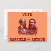 1880年ガーフィールドとアーサーの投票レッド ポストカード (正面/裏面)