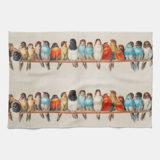 1880年ヘクトール・ジャコメリによる鳥の群れ キッチンタオル (横)
