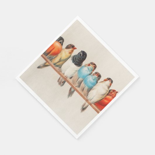 1880年ヘクトール・ジャコメリによる鳥の群れ スタンダードランチョンナプキン (角)