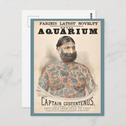 1880年代のキャプテン・コステンヌスの刺青の男 ポストカード (正面/裏面)