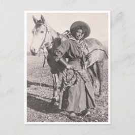 1880年代の乗馬女性のカーボーイ ポストカード