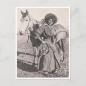 1880年代の乗馬女性のカーボーイ ポストカード (正面)