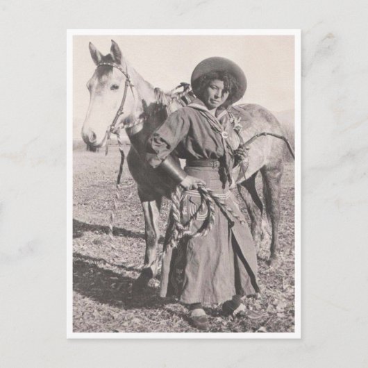 1880年代の乗馬女性のカーボーイ ポストカード (正面)