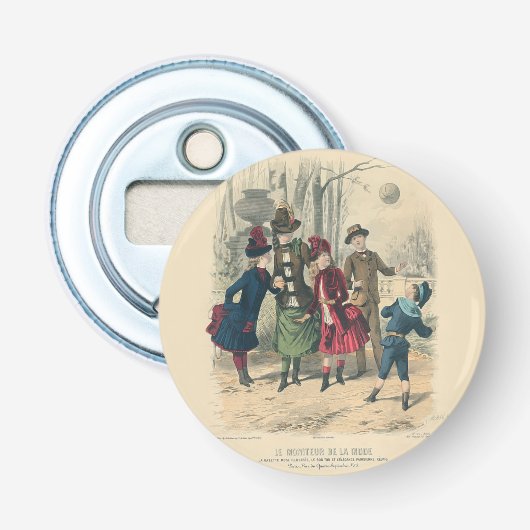 1880年代 ビクトリア時代の子供たちのボール遊び 冬 栓抜き (正面)