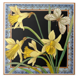 1880 Maw & Co Transferware Daffodilビクトリアンタイル タイル