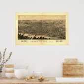 1880 Terre Haute, IN Bird's-eye viewパノラママップ ポスター (キッチン)