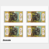 1880sアンティークゾウ蔵書票シール 長方形シール (シート)