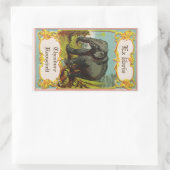 1880sアンティークゾウ蔵書票シール 長方形シール (バッグ)