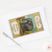 1880sアンティークゾウ蔵書票シール 長方形シール (封筒)