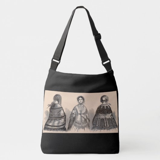 1880sショールビクトリアンファッションプリント クロスボディバッグ (正面)