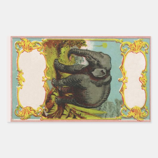 1880sパーソナライズされた象ステッ空白のカー 長方形シール (正面)