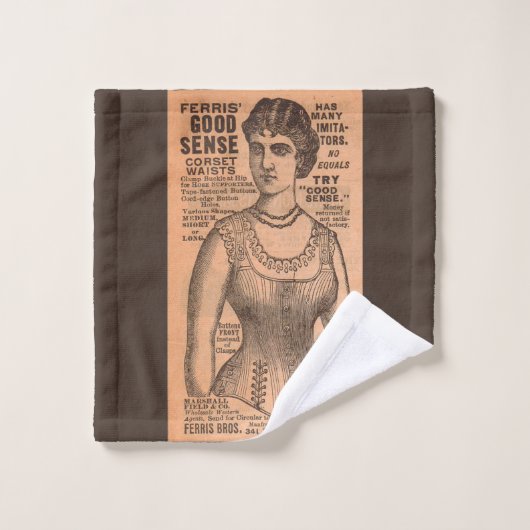 1880sフェリス・コモンセンス・コルセットとプリント バスタオルセット (ウォッシュタオル)
