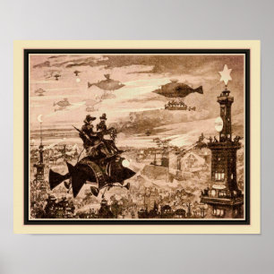 1880's Retro-futuristic Paris Illustration ポスター