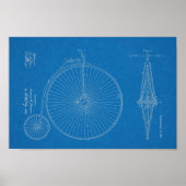 1881ハイホイーラー自転車デザイン特許プリント ポスター (正面)