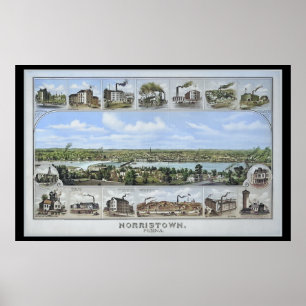 1881航空地図Norristown PA Pennsylvania Poster ポスター