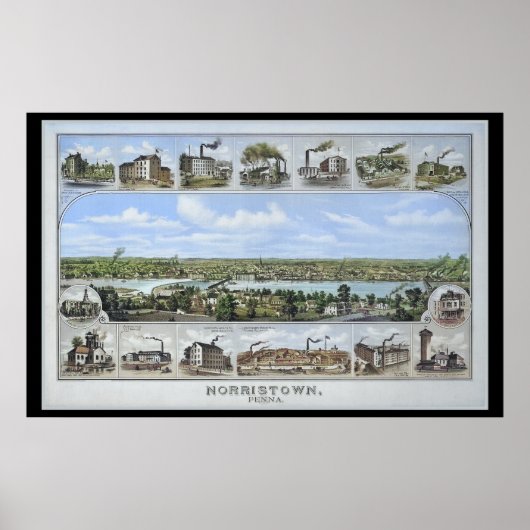 1881航空地図Norristown PA Pennsylvania Poster ポスター (正面)