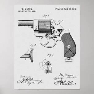 1881銃拳銃の特許芸術スケッチプリント ポスター