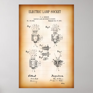1881電気ランプソケット特許 ポスター