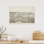 1881 New Braunfels TXバードアイビューパノラママップ ポスター (キッチン)